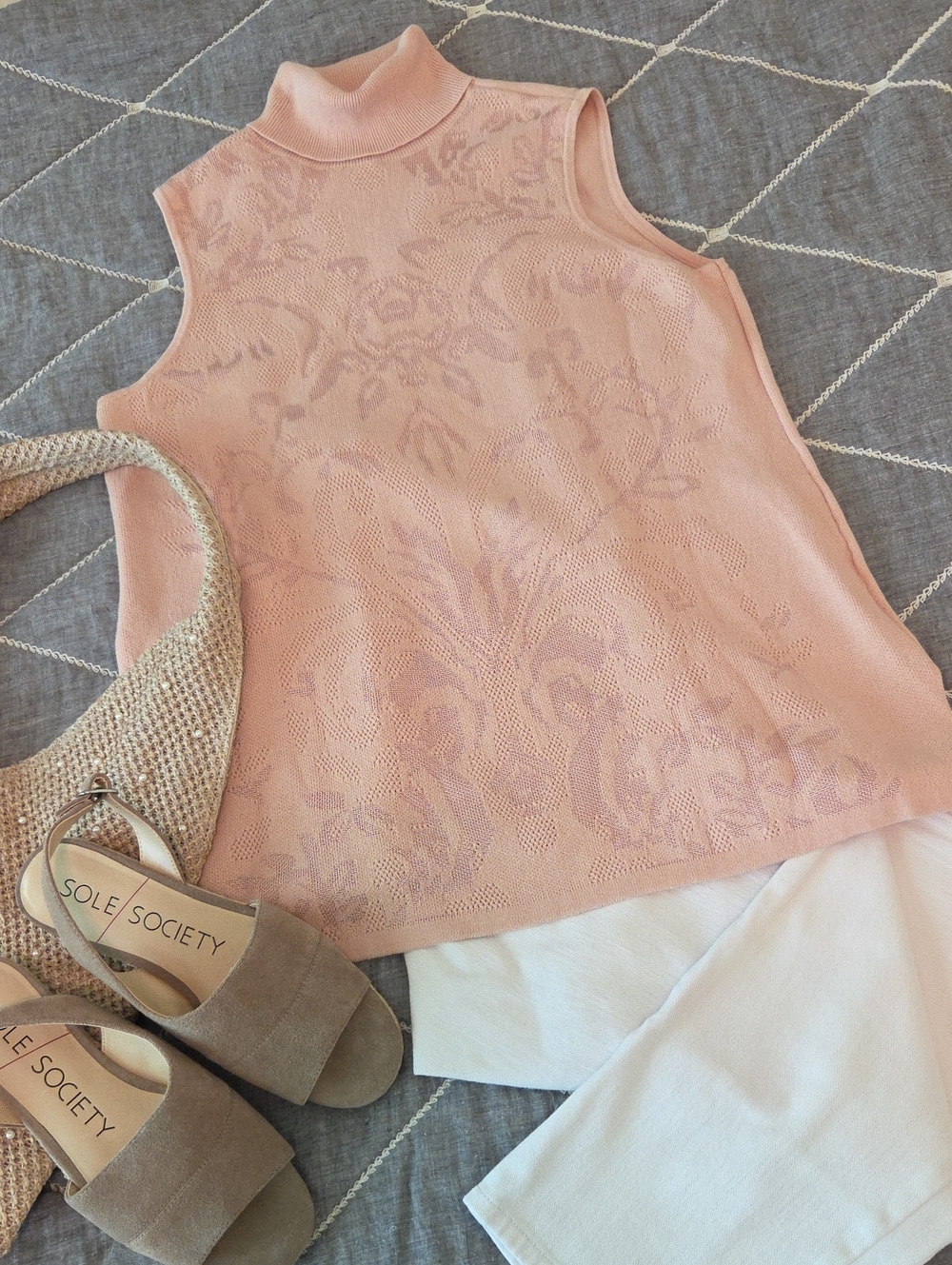 Chico's Blush Pink Sleeveless Cowl Neck Tunic Sweater